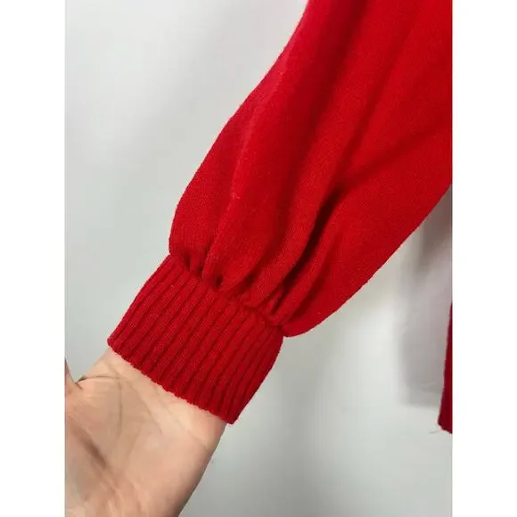 St. John Couture Red Knit Sweater Vintage Made in USA Size M Luxury Classic - Picture 5 of 7